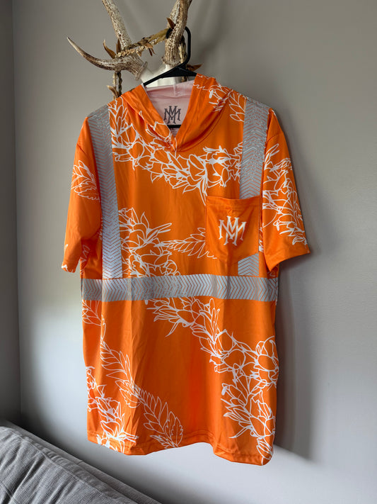 Lei Work Shirt - Orange Short Sleeve