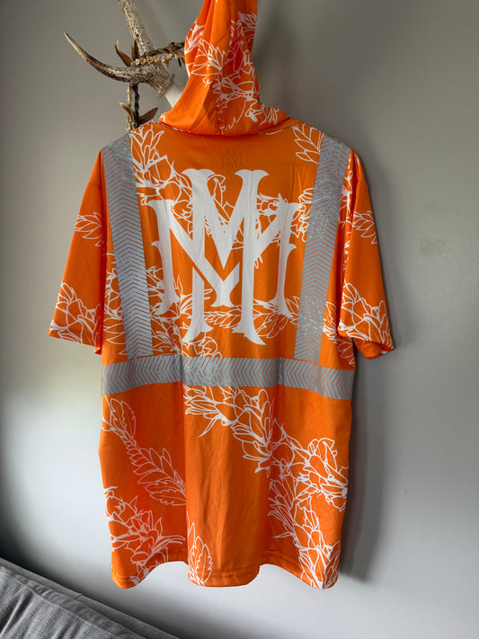 Lei Work Shirt - Orange Short Sleeve